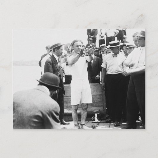 マジシャンハリーホーディーニオーバーボードボックスエスケープ1912 ポストカード (正面)