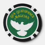 マジシャンパーソナライズされたトップハットと鳩 ポーカーチップ (裏面)