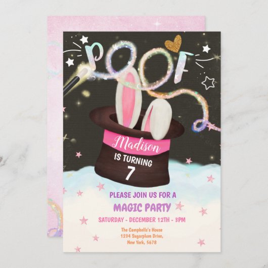マジシャンパーティの招待状 招待状 (正面/裏面)