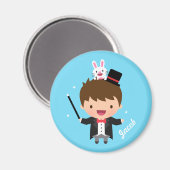 マジシャンボーイ魔法バニートリックパーソナライズされた マグネット (正面/裏面)