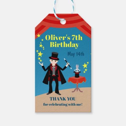 マジシャンボーイ・ショー誕生日パーティー ギフトタグ (正面)