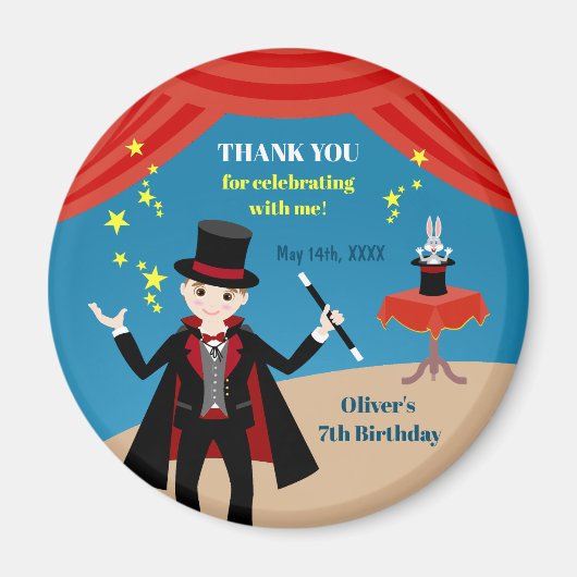 マジシャンボーイ・ショー誕生日パーティー マグネット (正面)