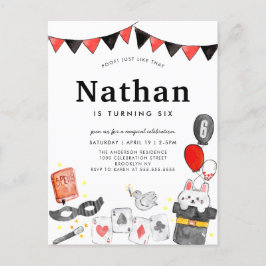 マジシャンラビットデッキカードワンド魔法ショー誕生日 ポストカード