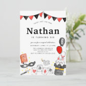 マジシャンラビットデッキカードワンド魔法ショー誕生日 招待状 (スタンド正面)