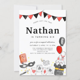 マジシャンラビットデッキカードワンド魔法ショー誕生日 招待状