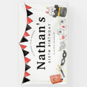 マジシャンラビットワンド魔法ショーバースデーパーティー 横断幕 (縦)