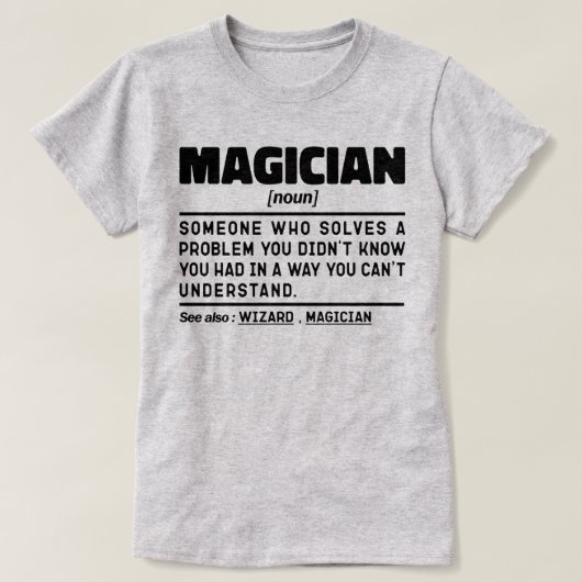 マジシャン名詞定義魔法愛好家 Tシャツ (デザイン正面)