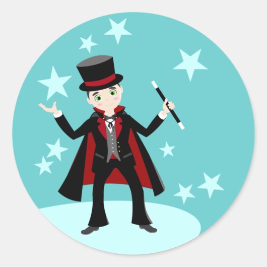 マジシャン子供の誕生日パーティー ラウンドシール (正面)