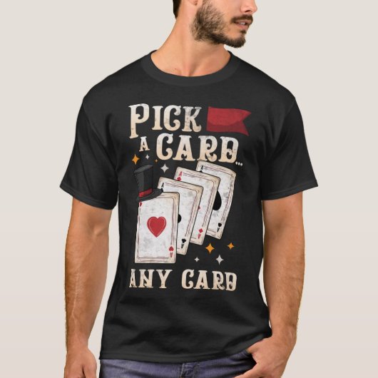 マジシャン実行者カードを選ぶ任意のカード魔法トリ Tシャツ (正面)