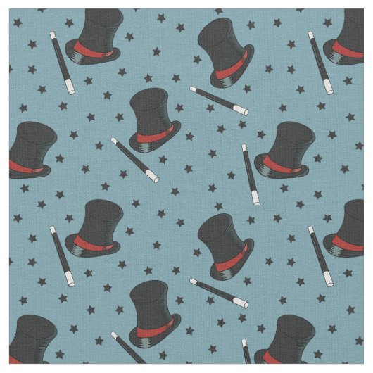 マジシャン帽子、魔法ウォンドとスターズブルー ファブリック (クローズアップ)