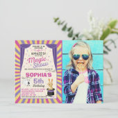 マジシャン誕生日招待状魔法ショーパーティー 招待状 (スタンド正面)