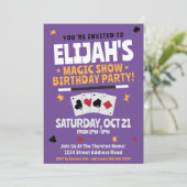 マジシャン誕生日招待状 – ワンド&カード 招待状 (スタンド正面)