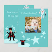 マジシャン·キッド·バースデー·パーティーの招待 招待状 (正面/裏面)