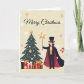 マジシャン&クリスマスツリーホリデーカード シーズンカード (正面)