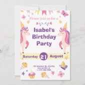 マジッおもしろいクユニコーン誕生日招待状 招待状 (正面)