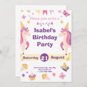 マジッおもしろいクユニコーン誕生日招待状 招待状 (正面/裏面)