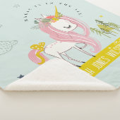 マジッお洒落クユニコーンピンクアクアティール（緑がかった色）プリンセス シェルパブランケット (3/4)