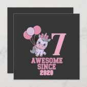 マジッカスタマイズク7歳オールドユニコーン誕生日ガール 招待状 (正面/裏面)