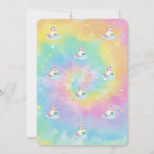 マジッカッコいいクユニコーンレインボー絞り染め誕生日 招待状 (裏面)