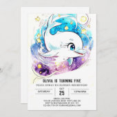 マジッカラフルク航海の・ドルフィン誕生日 招待状 (正面/裏面)