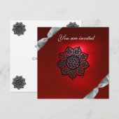 マジックイベント リボン 白 赤 ワインボトル 招待状 (正面/裏面)