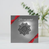 マジックイベント リボン 白 赤 招待状 (スタンド正面)