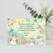 マジックカワイイねこユニコーンハッピーな子供の誕生日 サンキューカード (スタンド正面)