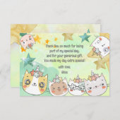 マジックカワイイねこユニコーンハッピーな子供の誕生日 サンキューカード (正面/裏面)