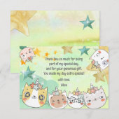 マジックカワイイねこユニコーンハッピーキッズバースデー サンキューカード (正面/裏面)