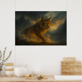 マジックゴールドのヒョウ - マンジャンホンの幻想的な霧 sunset  - ManJiangHon ポスター (キッチン)