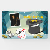 マジックショーステージ ハッピーバースデー 名前 青 横断幕 (横)