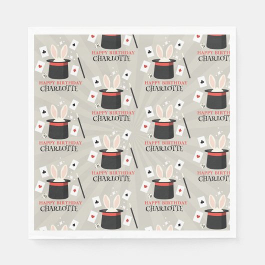 マジックショーマジシャンキッズ誕生日カスタム名 スタンダードランチョンナプキン (正面)