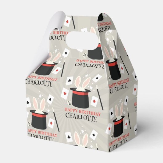 マジックショーマジシャンキッズ誕生日カスタム名 フェイバーボックス (正面サイド)