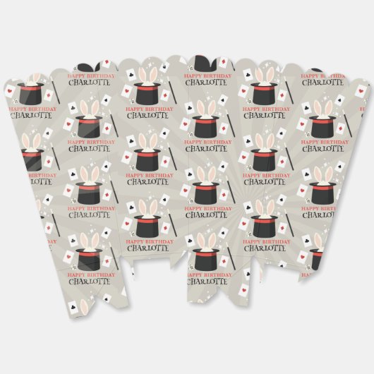 マジックショーマジシャンキッズ誕生日カスタム名 フェイバーボックス (見開き)