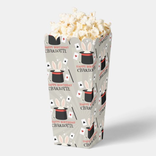 マジックショーマジシャンキッズ誕生日カスタム名 フェイバーボックス (はじけた状態)