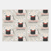 マジックショーマジシャンキッズ誕生日カスタム名 ラッピングペーパーシート (正面2)