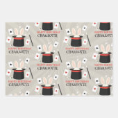 マジックショーマジシャンキッズ誕生日カスタム名 ラッピングペーパーシート (正面)