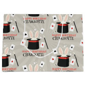 マジックショーマジシャンキッズ誕生日カスタム名 ラージペーパーバッグ (正面)