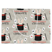 マジックショーマジシャンキッズ誕生日カスタム名 ラージペーパーバッグ (裏面)