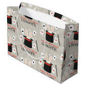 マジックショーマジシャンキッズ誕生日カスタム名 ラージペーパーバッグ (裏面アングル)