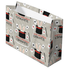 マジックショーマジシャンキッズ誕生日カスタム名 ラージペーパーバッグ