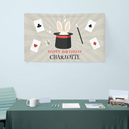 マジックショーマジシャンキッズ誕生日カスタム名 横断幕 (トレードショー)