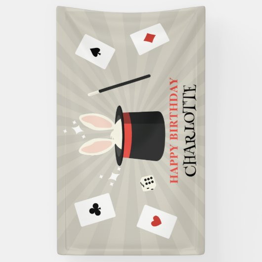 マジックショーマジシャンキッズ誕生日カスタム名 横断幕 (縦)