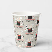 マジックショーマジシャンキッズ誕生日カスタム名 紙コップ (裏面)