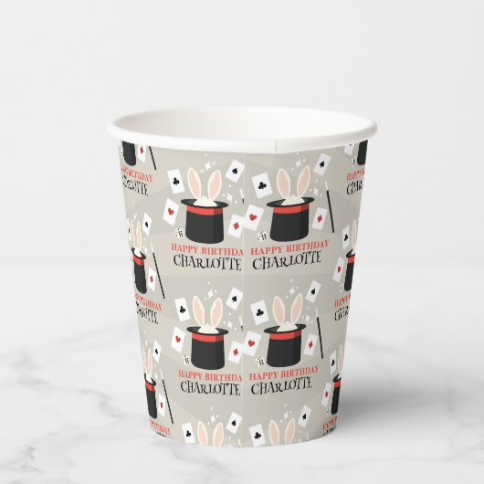 マジックショーマジシャンキッズ誕生日カスタム名 紙コップ (右)