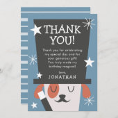 マジックショー誕生日犬マジシャン サンキューカード (正面/裏面)