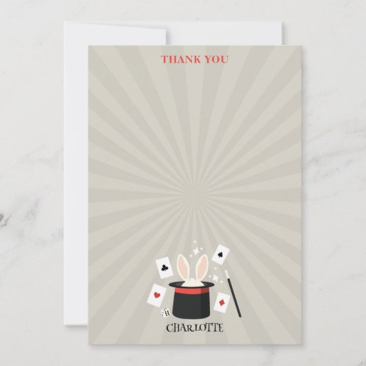 マジックショー マジシャン 子供 誕生日 カスタム名 サンキューカード (正面)