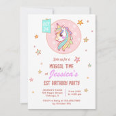 マジックタイムレインボーベビーユニコーンファースト誕生日 招待状 (正面)