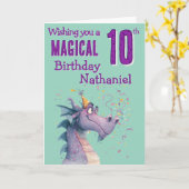 マジックドラゴン10歳の誕生日カード カード (黄色い花)