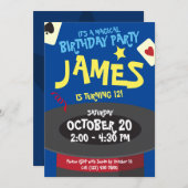 マジックバースデーパーティー招待状 - トップハットサプライズ 招待状 (正面/裏面)